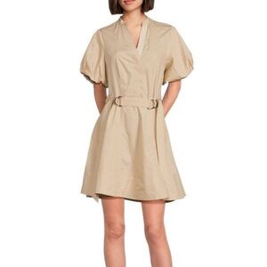 Derek Lam Beige Mini Dress with Puff Sleeves
